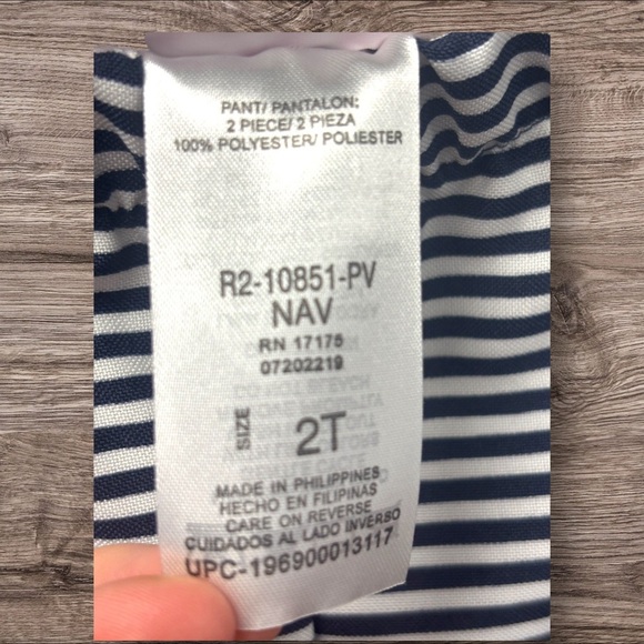 NWT Bonnie Jean 2T Navy White Stripe Ribbon Sailor 2pc Dress&Pants Outfit - Picture 9 of 11